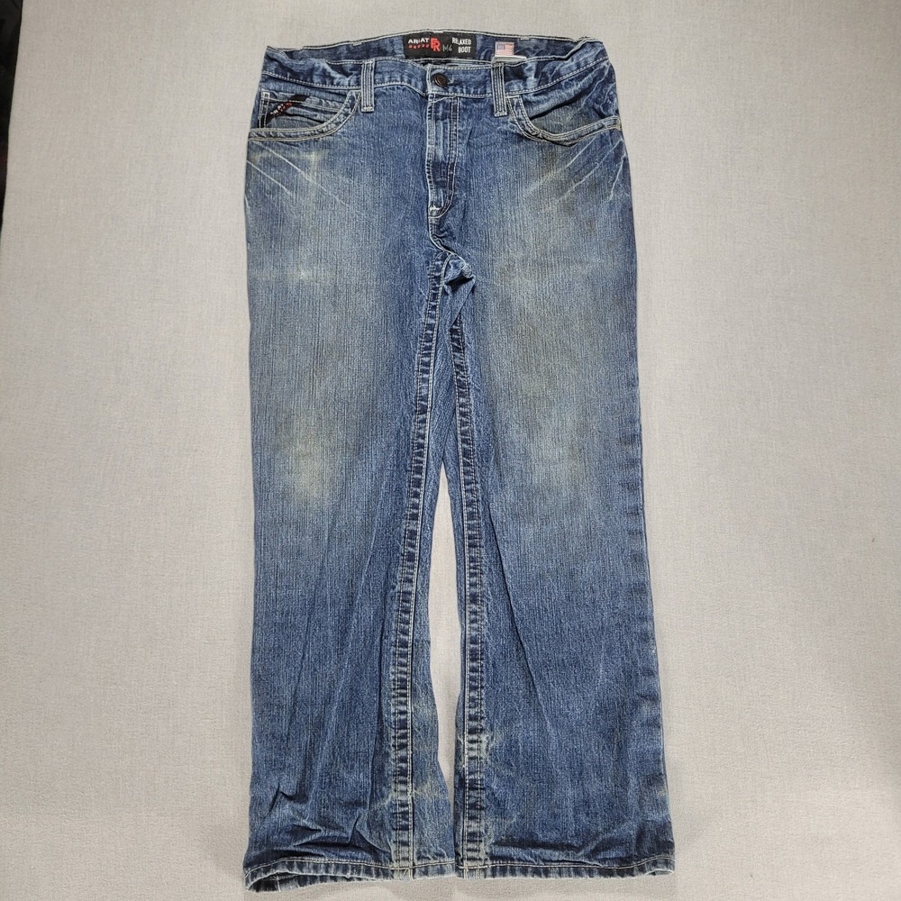 Ariat M4 FR Relaxed Bootcut Jeans Mens 36x30 Blue Denim Flame Resistant Oilfield